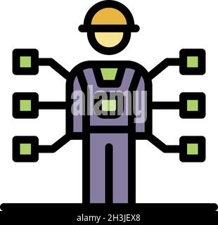 Antenna engineer icon. Outline antenna engineer vector icon color flat isolated Stock Vector