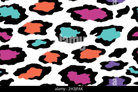 Abstract modern leopard seamless pattern. Animals trendy background. Rainbow and white decorative vector stock illustration for print, card, postcard Stock Vector