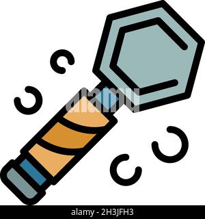 Radio engineer magnifier icon. Outline radio engineer magnifier vector icon color flat isolated Stock Vector