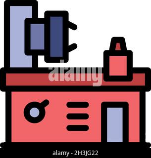 Cnc milling machine icon. Outline cnc milling machine vector icon color flat isolated Stock Vector