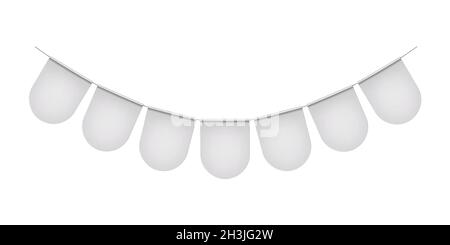 Pennant banner garland, vector mockup. White blank hanging flags, mock-up. Festival party bunting. Template for holiday celebration design Stock Vector