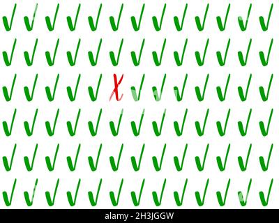 A pass and fail, tick and cross icon background in red and green Stock ...