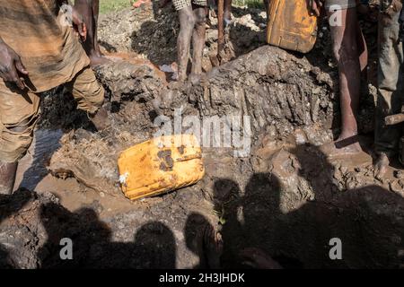 Artisanal illegal gold mining in Ethiopia Stock Photo