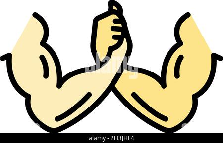 Arm wrestling icon. Outline arm wrestling vector icon color flat isolated Stock Vector