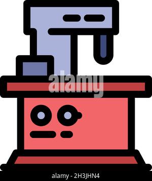 Milling machine beam icon. Outline milling machine beam vector icon color flat isolated Stock Vector