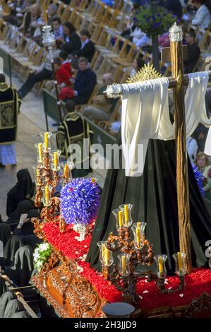 MALAGA, SPAIN - APRIL 09: traditional processions of Holy Week in the streets on April 19, 2009 in Malaga, Spain. Stock Photo