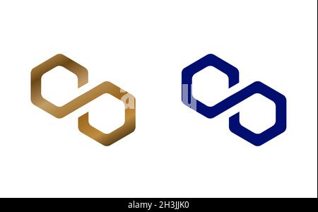 Polygon Matic cryptocurrency symbol on white background isolated logo. Abstract concept 3d illustration. Stock Photo