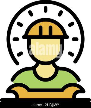 Professional communications engineer icon. Outline professional communications engineer vector icon color flat isolated Stock Vector