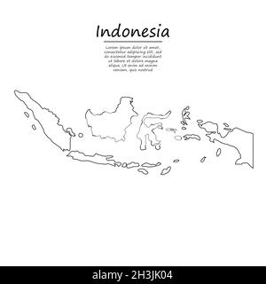 Indonesia map hand drawn sketch. Vector concept illustration flag ...