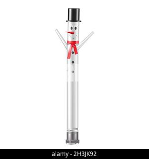 Cheerful inflatable dancing snowman tube man isolated on white background, vector illustration. Air dancer for winter holiday design Stock Vector
