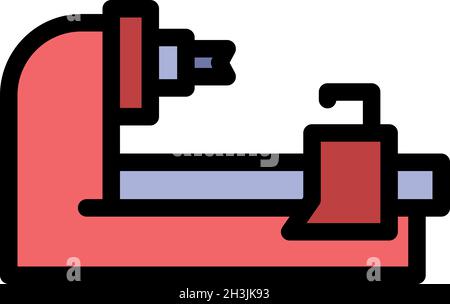 Computer milling machine icon. Outline computer milling machine vector icon color flat isolated Stock Vector
