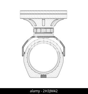 Wireframe cctv camera from black lines isolated on white background. Front view. 3D. Vector illustration Stock Vector