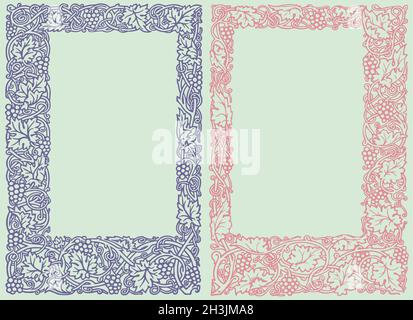 Vintage floral frame by William Morris. Design elements for use on menus, brochures, book covers and invitations. Vintage florals Stock Vector