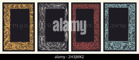 Vintage floral frame by William Morris, 19th century. Design elements for use on book covers, menus, brochures, and invitation design. Stock Vector