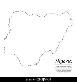 Nigeria map hand drawn sketch. Vector concept illustration flag ...