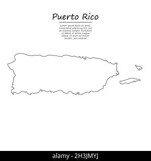 Simple outline map of Puerto Rico with capital location. Stylized ...