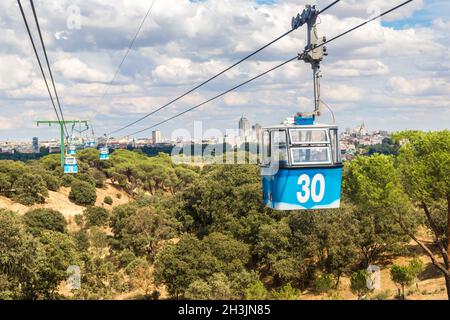 Cable car in Madrid in Spain Stock Photo