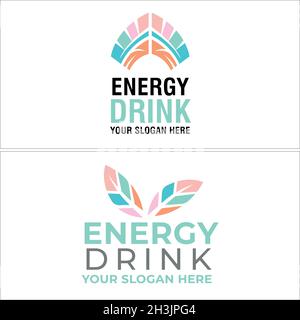 Modern energy drink fitness leaf feather logo design Stock Vector