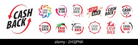 A set of vector cashback icons on a white background Stock Vector