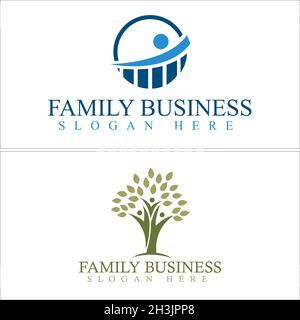 Modern business consulting tree leaf plant a describe two people logo design Stock Vector