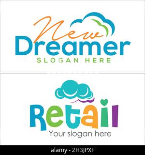 Modern retail shop children cloud wordmark colorful logo design Stock Vector