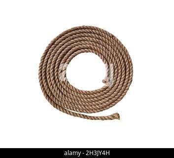 Rough natural rope string on white background Stock Photo