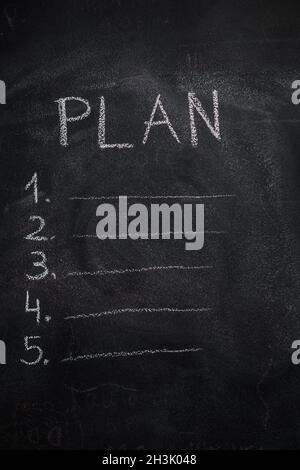 Plan list on black chalkboard Stock Photo