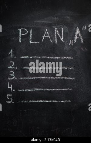 Plan A list on black chalkboard Stock Photo