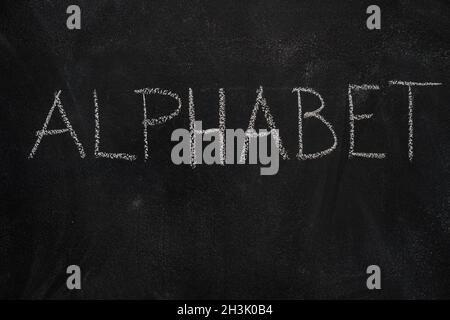 Alphabet word on black chalkboard Stock Photo