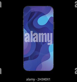 Smartphone mockup with blue gradient background. Vector illustration Stock Vector
