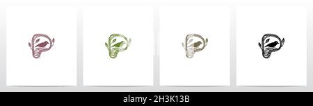 Letter Shaped Nest Logo Design P Stock Vector