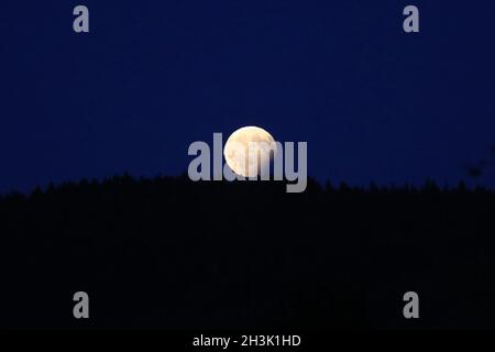 Partial lunar eclipse in the Upper Black Forest Stock Photo