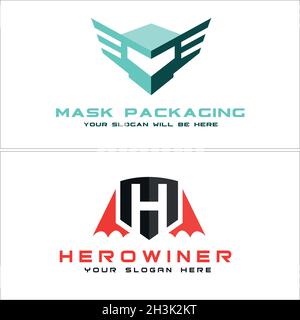 Modern business brand packaging mask hero logo design  Stock Vector