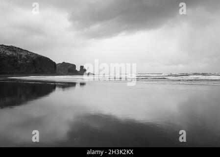 Auckland Region, New Zealand. Cloudy day at Te Henga-Bethells Beach Stock Photo