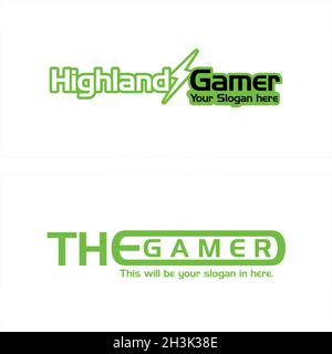Modern gamers lightning power fast logo design Stock Vector