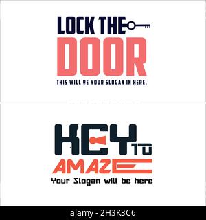 Wordmark combination icon key lock safety logo design Stock Vector