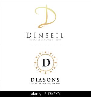 Initial letter D icon diamond jewelry logo design Stock Vector