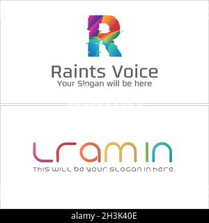 Modern colorful initial letter R text logo design Stock Vector