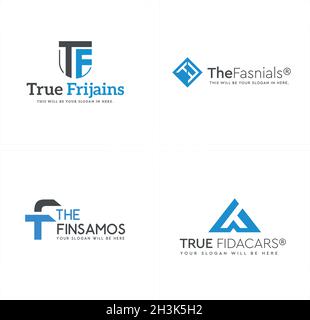 Initials letter TF logo vector flat line design business company Stock Vector