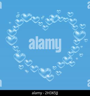 Heart shaped bubbles frame with copy space Stock Vector