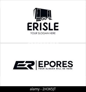 Initial letter ER filming room container wheel logo design Stock Vector