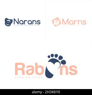 Set of animal care baby monkey icon logo design Stock Vector