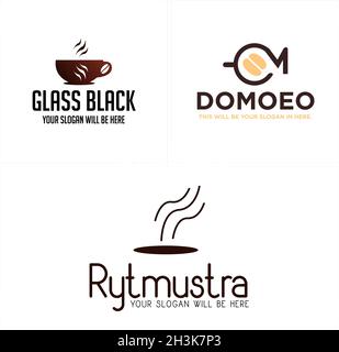 Modern coffee logo design flat brown color style Stock Vector