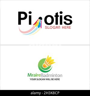 Modern colorful badminton sport shuttlecock logo design Stock Vector