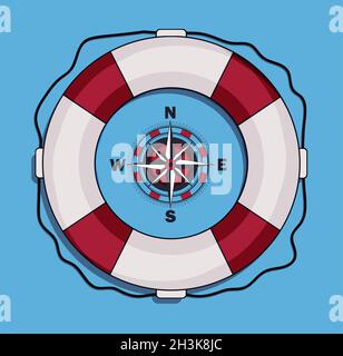 Lifebuoy icon with compass vector Stock Vector