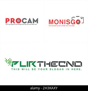 Modern photography icon camera combination mark logo design Stock Vector