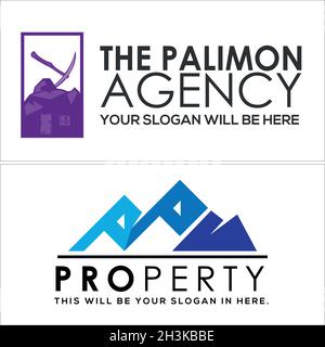 Modern business agency ax hill logo design Stock Vector
