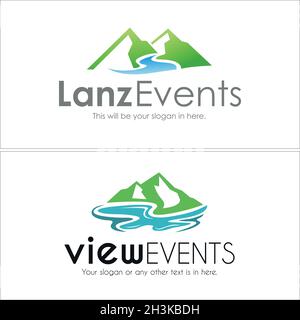 Modern green view mountain logo design Stock Vector
