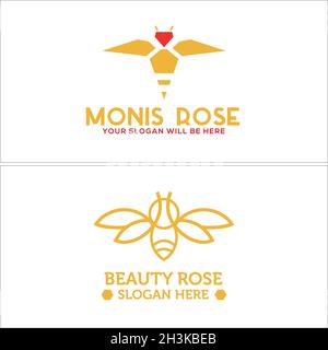 Modern beauty jewelry diamond bee logo design Stock Vector