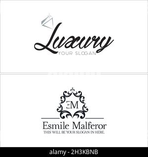Fashion jewelry diamond swirl vintage logo design Stock Vector